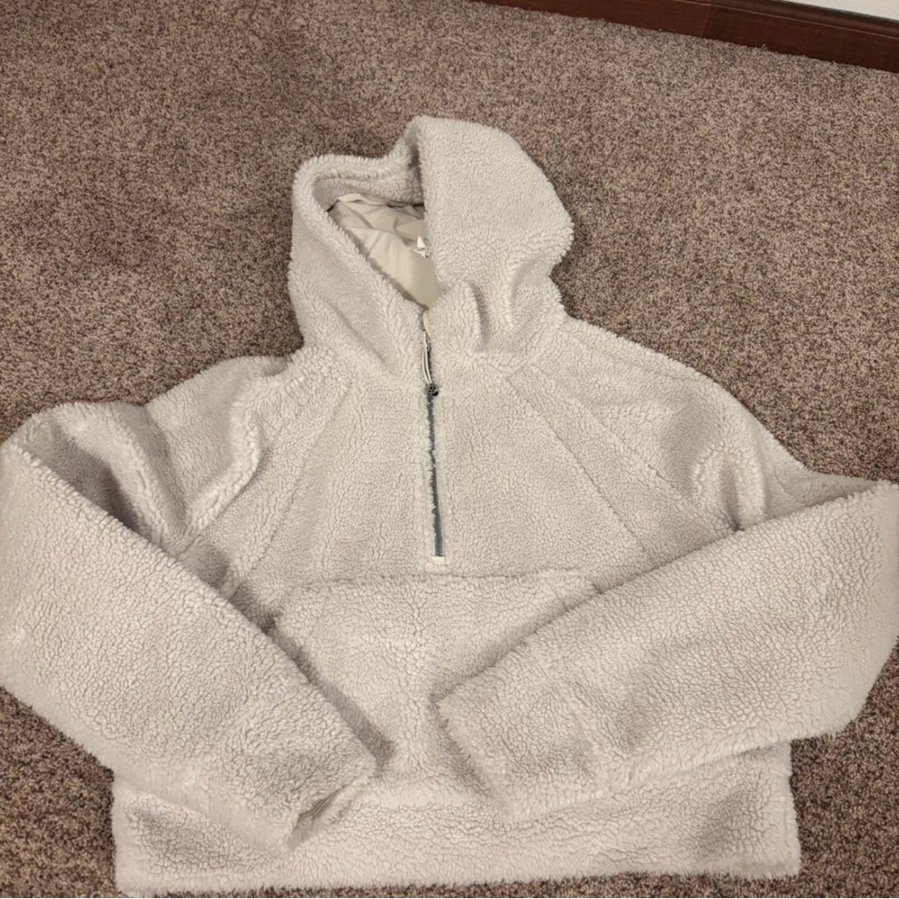 Cozy Ivory Sherpa Half-Zip Hoodie